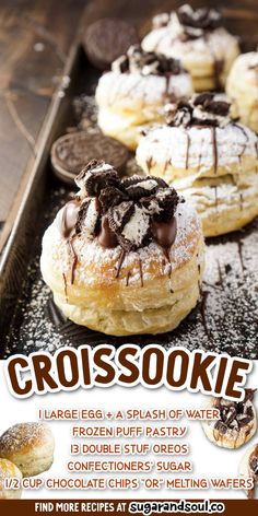 an advertisement for crosscookee is shown in front of cookies and other pastries