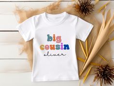 🌟👶 Proud to Be the Big Cousin! 👶🌟 Celebrate the excitement of being promoted to Big Cousin with our Big Cousin Shirt--a fun and meaningful way to mark this special role! Made from soft, high-quality fabric, this shirt is designed for all-day comfort, perfect for family gatherings, photoshoots, or introducing the newest member of the family. Featuring a playful and stylish design, it's a great way for the big cousin to proudly show off their new title. Available in a variety of sizes and colors, it's perfect for kids of all ages. 💖 Whether it's a surprise for the big cousin-to-be or a keepsake for a family celebration, this shirt is more than just clothing--it's a symbol of love and pride for the growing family. Pair it with matching family outfits or gift it alongside a "little cousin Promoted To Big Cousin, Matching Cousin Shirts, Big Cousin Shirt, Cousins Shirts, Cousin Shirts, Favorite Cousin, Cousin Gifts, Cousin Crew, Love And Pride