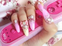 Yellow And Pink Nails, Japanese Nail Art, Pretty Gel Nails, Jelly Nails, Yellow And Pink