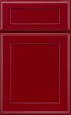 a red cabinet with two doors on the front and one in the back, against a white background