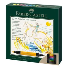 faber - castel pitt artist pen dual markers, set of 10 assorted colors