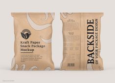 two bags of kratt paper snack package mockup