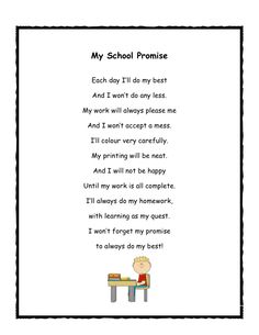 a poem that says, my school promise each day i'll do my best