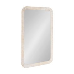 a wooden mirror with a white frame