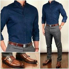 Men Work Outfits, Pants Outfit Men, Men Formal, Mens Fashion Classy, Brown Shoes