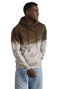 Spice up your casual style with the Men's Ombre Hooded Sweatshirt from Members Only. This hoodie is crafted from 100% cotton for a soft and breathable feel. This hoodie is ideal for layering over your favorite tee or shirt, or rocking on its own for a fun and cool outfit. Jersey Lined Drawstring Hood with Branded Members Only Tips. Long Sleeves with Wide Ribbing at The Cuffs and Hem. Kangaroo Waist Pocket and Soft Brushed Inside. Made with our advanced Windfall protection, this lightweight, 100% Brown Cotton Sweatshirt With Ribbed Cuffs, Cotton Sweatshirt With Drawstring Hood For Fall, Brown Hooded Cotton Top, Hooded Cotton Top With Ribbed Cuffs, Cotton Hooded Top With Ribbed Cuffs, Cotton Hoodie With Drawstring Hood For Fall, Casual Cotton Fleece Hoodie, Brown Cotton Hooded Top, Sporty Cotton Sweats With Kangaroo Pocket