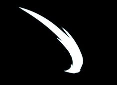 a white feather on a black background with the letter c in it's center