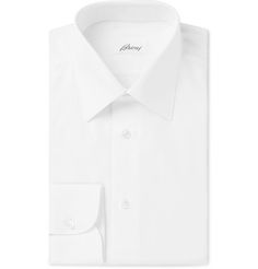 Brioni - White Cotton-Poplin Shirt Berluti Shoes, Formal Dress Shirt, Tom Ford Jacket, Brioni Men, Shirts For Men Designer, Formal Shirt Dress, Tuxedo Shirts, Crisp White Shirt, Cotton Poplin Shirt