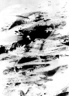 an abstract black and white painting with lots of paint