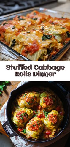 Dîner de Roulés de Chou Farcis Recipes For Cabbage Rolls, Cabbage Meals Dinners, Cabbage Dinner Recipes, Cabbage Roll Recipes, Ground Meat And Rice, Vegetarian Cabbage Rolls, Stuffed Cabbage Leaves, Dinner Ideas Healthy Easy, Cabbage Stuffed