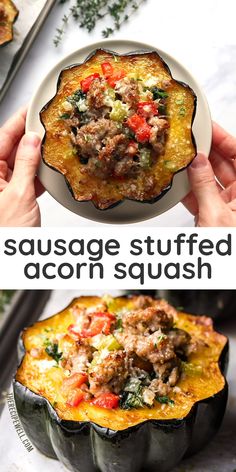 sausage stuffed acorn squash is an easy and healthy side dish