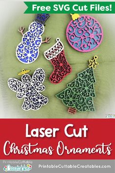 laser cut christmas ornaments with free svg cut files on the front and back side