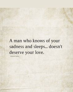 "‘A man who knows of your sadness and sleeps... doesn't deserve your love.’ 💭 True love means being attentive to your partner’s emotions, not ignoring them. Choose someone who values your happiness. #Relationship #Respect #Love #Quotes" If A Man Really Loves You Quote, Loving A Man Who Doesnt Love You Back, Someone Else Will Love Her Quotes, No Response Quotes Relationships, Ignoring Quotes Relationships, Love Is Easy Quotes, Don't Feel Loved Quotes, No Relationship Quotes, Respect Love Quotes