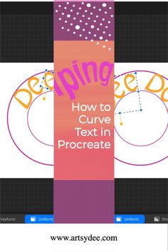 the text reads how to curve text in procreate, with an image of