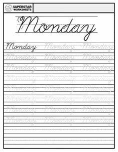 the writing worksheet for monday