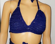 This item is unavailable Cheap Blue Crochet Tops, Blue Cotton Crochet Top For Festival, Blue Hippie Crochet Top For Summer, Beach Crochet Top, Crochet Top Halter, Festival Crochet Blue Crop Top, Festival Crochet Lace Triangle Top Swimwear, Beach Crochet, Top Bra