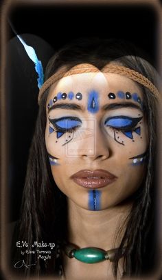 Egyptian face paint Princess Outfit Ideas, Warrior Princess Outfit, Native American Makeup, Egyptian Party, Warrior Paint, American Makeup