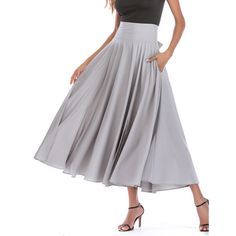 Light Gray High Waisted Swing A-line Maxi Skirt Knotted Maxi Skirt, Vintage Maxi Skirt, Bow Skirt, High Waisted Maxi Skirt, Aline Skirt, Womens Maxi Skirts, Full Circle Skirts, Mid Dresses, Casual Skirt