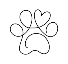 a dog's paw with hearts drawn on it