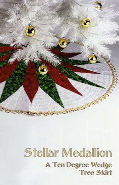 the cover of stellar medallion featuring poinsettis and pine cones on a white background