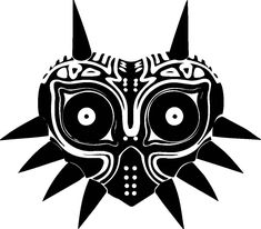 a black and white drawing of a mask with spikes