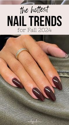 Fall November Nails 2024, Fall Nail Colors Dip Powder Short Nails, Red Fall Nails 2024, Sheer Color Nails, November Nails 2024 Trends, Fall Oval Nail Ideas, Manicure Fall 2024, Trendy Almond Nails Fall, Nails Acrylic Fall 2024