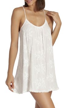 Sleeveless Lace Sleepwear For Vacation, Lace Sleepwear For Summer, Feminine Lace Trim Camisole For Vacation, Summer Vacation Sleepwear With Lace Trim, White Summer Beach Chemise, Chic Summer Chemise For Daywear, Bohemian Summer Sleepwear With Lace Trim, Sheer Summer Sleepwear For Vacation, Sheer Sleepwear For Spring Vacation