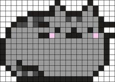 an image of the face of a cat made out of pixellated squares with pink eyes