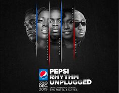 the pepsi rhym unplugged tour poster is shown in black and red