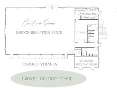 the floor plan for an indoor recreation space in grovel - outdoor space, with two separate rooms