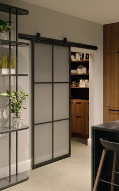 6 lite glass barn door kit from Masonite Doors Regular Door To Sliding Door, Barn Door Living Room Closet, Sliding Doors In Kitchen, Glass Door In Bedroom, Slide Door Living Room, Sliding Doors Pantry, Kitchen Sliding Door Design, Barn Doors Pantry Sliding, Barn Door Kitchen