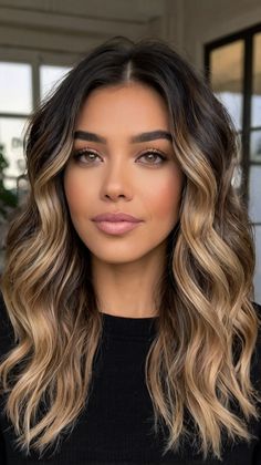 Sleek Lob Haircuts with Balayage for Balayage For Dark Brown Hair Bob ☀️ Black Hair To Honey Brown, Non Bleach Highlights, Short With Highlights, Dark Brown Hair Bob, Brown Hair Bob, Sleek Lob, Balayage For Dark Brown Hair, Black Hair Short