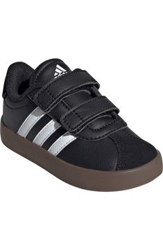 adidas Kids' VL Court 3.0 Sneaker | Nordstromrack Low-top Leather Sneakers Scratch-resistant, Leather Low-top Scratch-resistant Sneakers, Classic Black Skate Shoes With Three Stripes, Black Leather Skate Shoes With Three Stripes, Adidas Scratch-resistant Low-top Sneakers, Adidas Low-top Scratch-resistant Sneakers, Adidas Kids, Baby Sneakers, Baby Walker