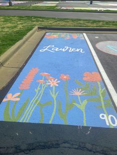 Senior Parking spaces, senior parking space ideas, senior parking spot, senior parking spot ideas, senior 2023, senior year, senior pictures, parking spot ideas, senior activities, painting ideas, decorating, flower painting, paint, parking spot with name, summer aesthetic, back to school, cute parking spot, class of 2023, painted parking spot