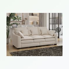 a living room scene with focus on the couch