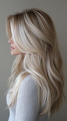 🌸 Master Platinum Blonde Hair Color Ideas Fresh New Look with Balayage Long Blonde Highlighted Hair With Layers, Different Shades Of Blonde Hair, Milky Blonde Hair, Balayage Platinum, Types Of Hair Color, Blonde Hair Goals, Long Hair Do, Platinum Blonde Hair Color, Icy Blonde Hair