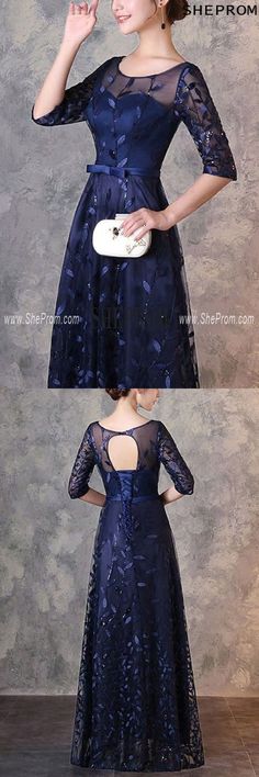 Buy Navy Blue Elegant Long Formal Party Dress With Keyhole Back id#S1757 at SheProm. SheProm.com is an online store with thousands of formal dresses. Shop 100% authentic prom dresses with free standard shipping. Formal Party Dress, Illusion Neckline, Formal Party, Leaf Pattern, Long Dress, Victorian Dress