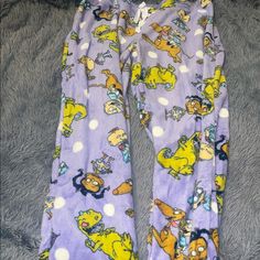 Never Worn Rug Rat Pajama Pants Purple Y2k Pajama Pants, Yellow Elastic Waistband Pants For Loungewear, Yellow Pants With Elastic Waistband For Loungewear, Yellow Bottoms With Pockets For Loungewear, Yellow Loungewear Bottoms With Pockets, Multicolor Bottoms For Sleepover, Yellow Loungewear Pants, Yellow Sweatpants With Pockets For Loungewear, Yellow Long Pants For Loungewear