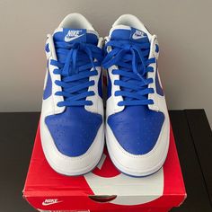 Pre-Owned Dunk Low 'Racer Blue White' Nike Shoes Dunk Low, Nike Blue, Dunk Low, Men's Nike, Nike Men, Nike Shoes, Blue White, Men's Shoes, Color Blue