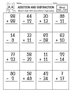 Addition and subtraction skills are crucial subjects. These worksheets are a better way to help your students master two-digit addition and subtraction with and without regrouping.

Worksheets Include:

2 Digit mixed addition and subtraction 20 pages
Answer 20 pages