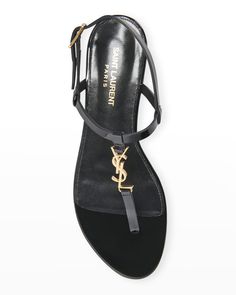 Saint Laurent Cassandra Leather YSL Slingback Sandals Yves Saint Laurent Sandals, Office Sandals, Soft Dramatic, Ysl Sandals, Sandals Flat, Anthony Vaccarello, Fashion Aesthetics, Classy Fashion, Leather Sandals Flat