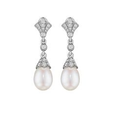 Penny Preville Pearl and Diamond Deco Drop Earrings Art Deco Pearl Earrings, Luxury Pearl Jewelry, Wedding Earrings Diamond, Diamond Pearl Earrings, Earrings Pearl Drop, Expensive Jewelry Luxury, White Pearl Earring, Diamond Collection, Luxury Earrings