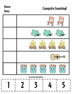 the worksheet for camping counting is shown