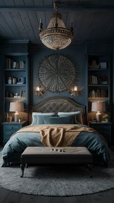 Home Decor: #homedecor, #interiordesign, #homedesign, #decor inspiration # study room Bed Lighting Ideas, Cosy Room Ideas, Cozy Primary Bedroom, Calm Bedroom, Inchyra Blue, Plush Bedding, Moody Bedroom, Cosy Bedroom, Bedroom Refresh