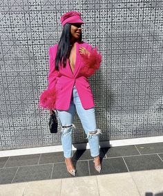 Pink Blazer Outfit, Dump Instagram, Blazer Outfit, Pink Blazer, Brunch Outfit, Outfits With Hats, Curvy Girl Outfits, Cute Simple Outfits, Looks Style