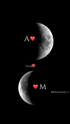 two phases of the moon with hearts on them