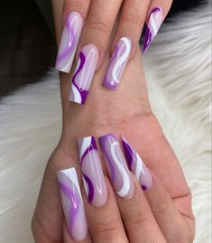 Acrylic Gel Nail Designs, Purple Acrylic Nails Coffin, Best Acrylic Nails Designs, Mail Ideas Acrylic, Designed Nails