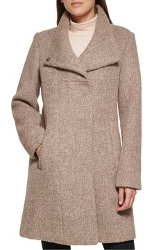 Asymmetrical Coat, Boucle Coat, Car Coat, Wool Blend Coat, Shawl Collar, Kenneth Cole, Wool Coat, Kate Spade New York, Wool Blend