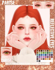 Sims 4 Kawaii Makeup, Sims4 Cc Eye Color, Sim4 Cc Makeup, Reflective Eyes, Color Durazno, Sims 4 Cc Eyes, The Sims 4 Skin, Sims 4 Anime, Sims 4 Cc Makeup