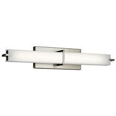 two light bathroom fixture in chrome finish with white glass and metal trims on the wall